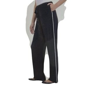 Company Ellen Tracy Wide Leg Pants Women XL Black Cream NEW Drawstring Stripe